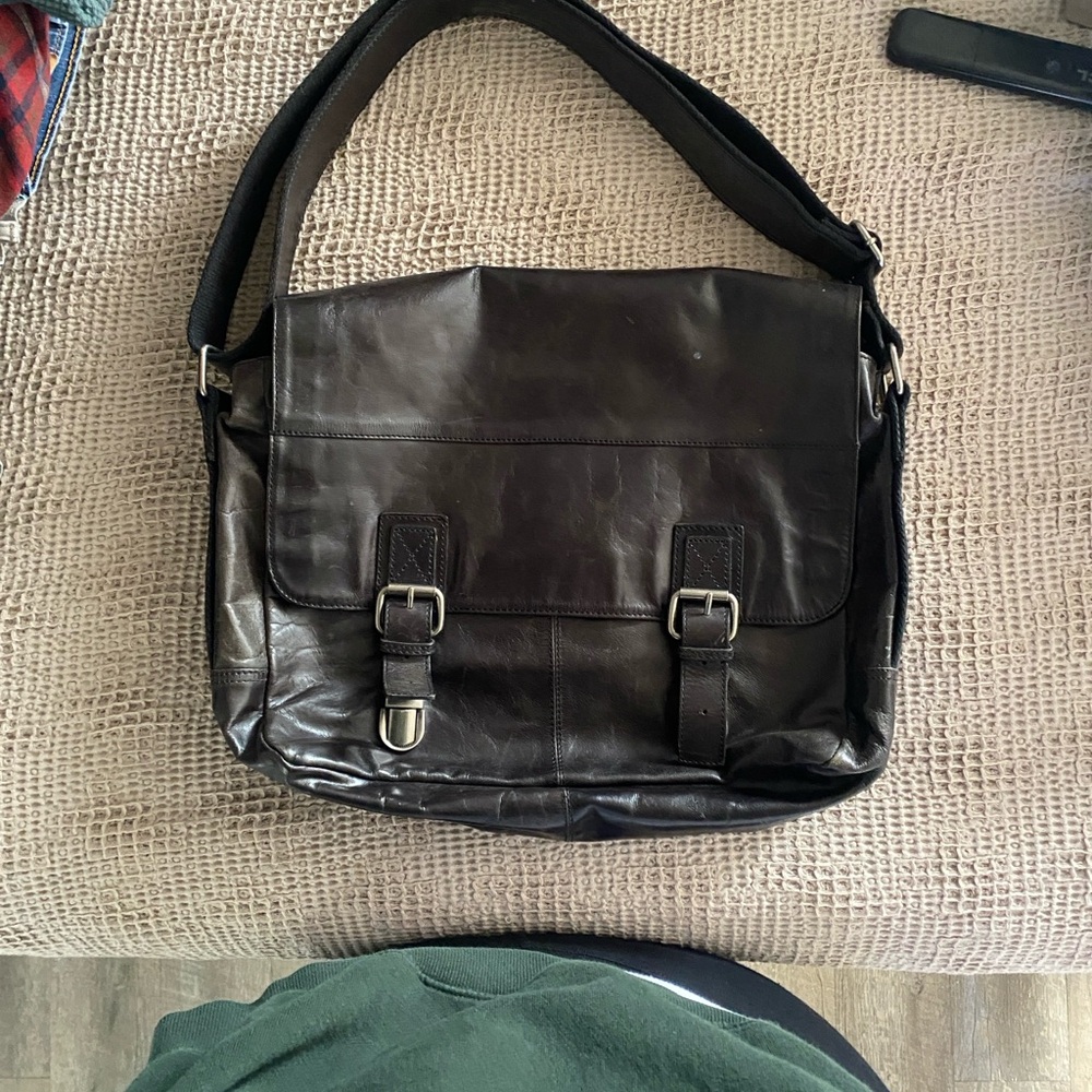 Fossil Dark Brown Leather Messenger Bag